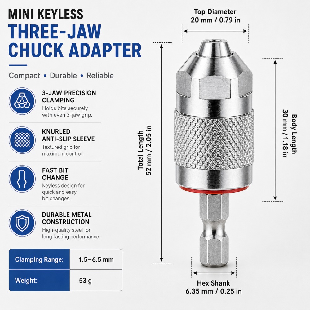 Power Tools For Woodworking - 3 Jaw Drill Chuck Adapter with