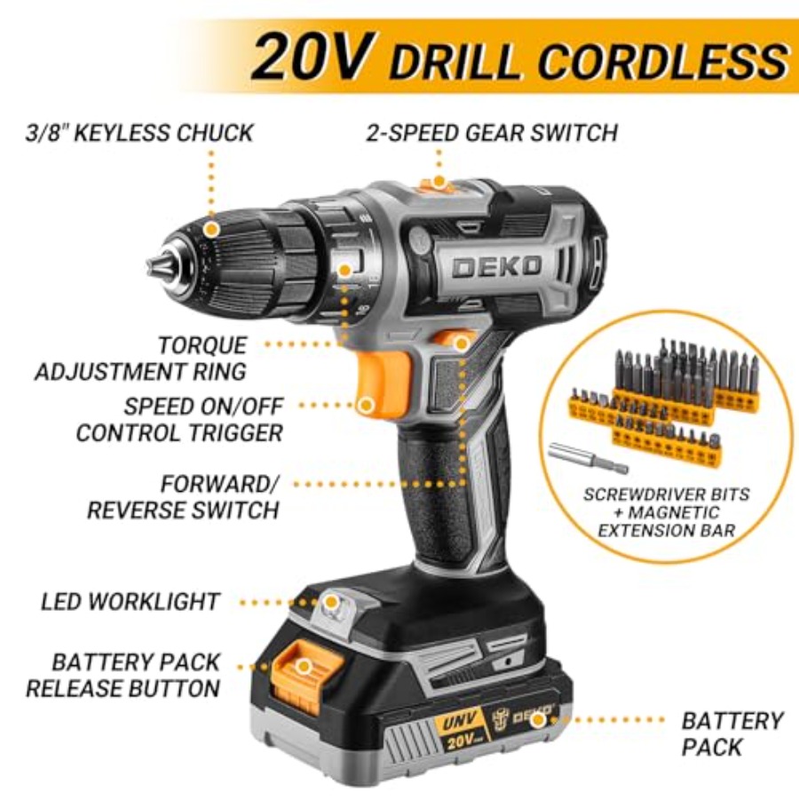 Cordless Drill Tool Kit Set: 2 - огляд і ціна Power Tools Excel